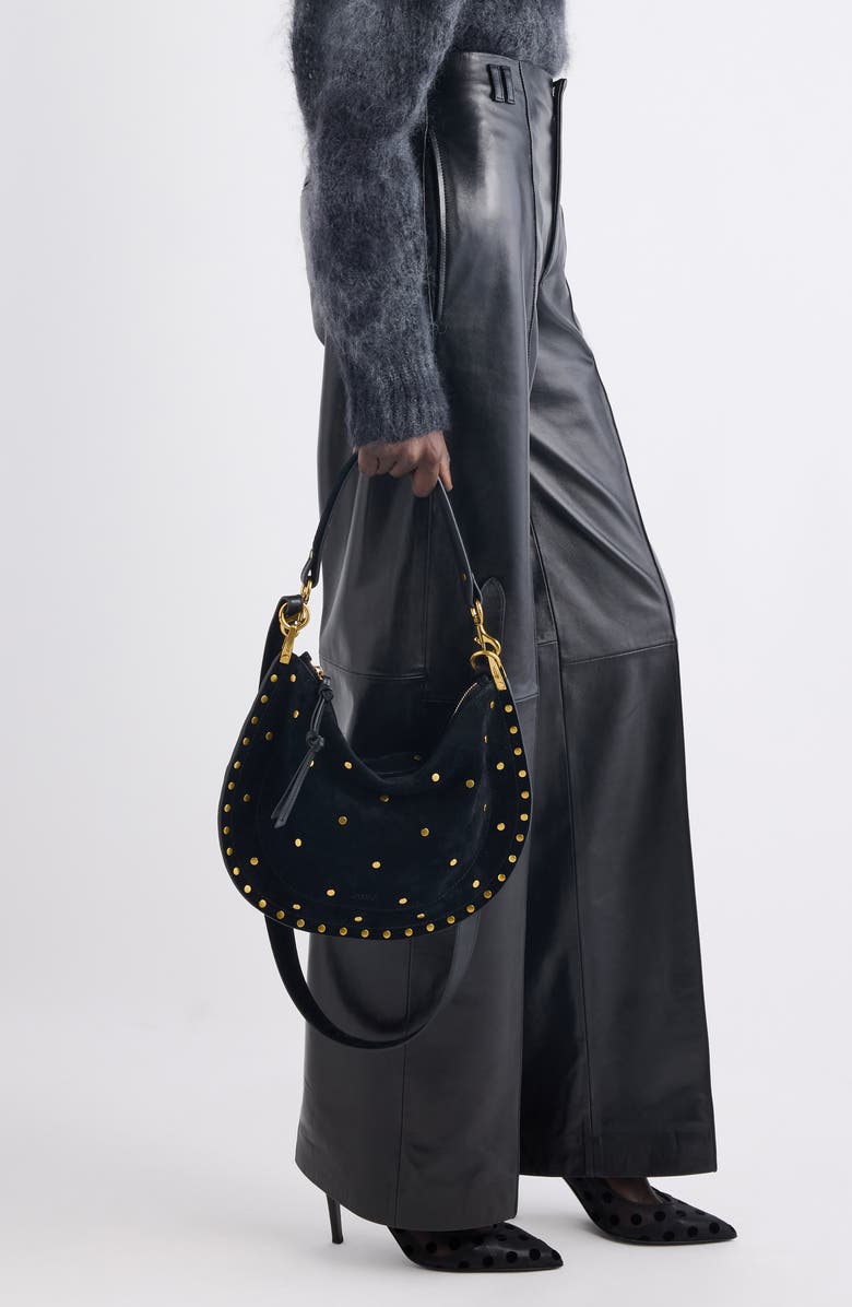 Isabel Marant Oskan Soft Zip Hobo Bag, Alternate, color, Black