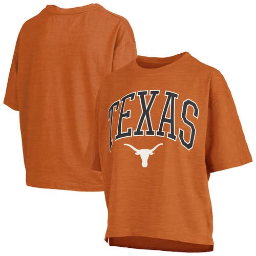 Pressbox Texas Orange Texas Longhorns Nelson Arch Over Logo Waist Length Oversized Slub T-shirt