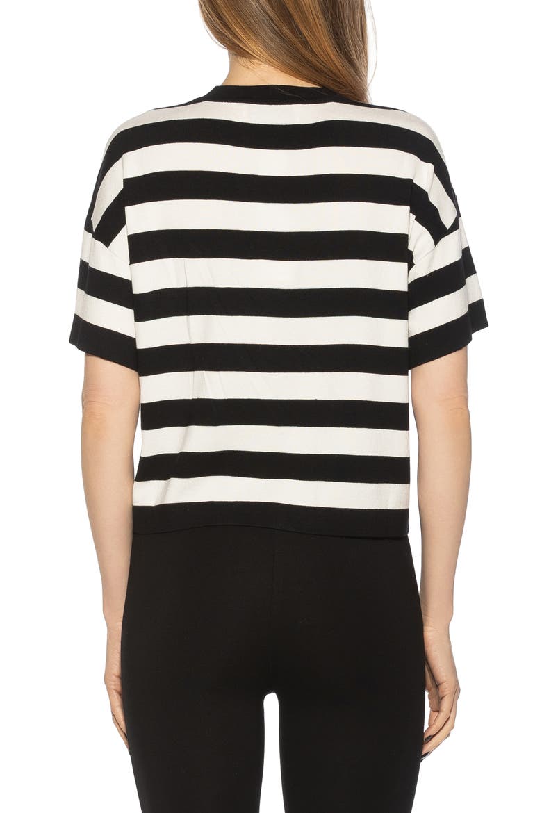 Remy Stripe Short Sleeve Top, Alternate, color, BLACK/ WHITE