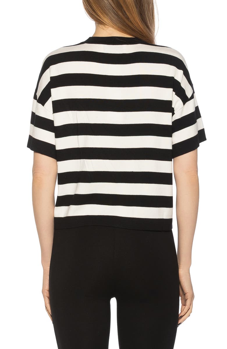 Alexia Admor Remy Stripe Short Sleeve Top, Alternate, color, Black/ White