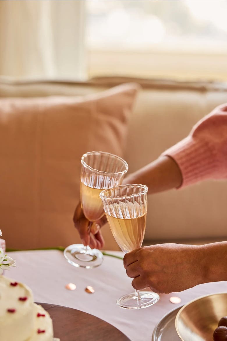Kira Stemware Champagne Flutes - Set of 2, Alternate, color, Clear