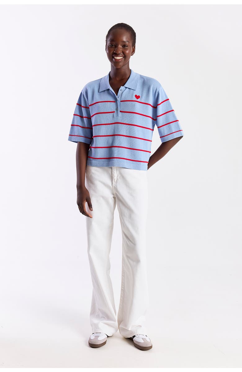 WISPR Stripe Button Up Polo Shirt, Alternate, color, Skyline/Red