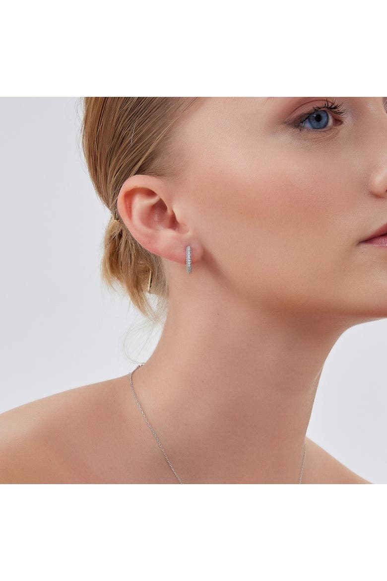 Pave Sterling Silver Hoop Earrings, Alternate, color, Silver