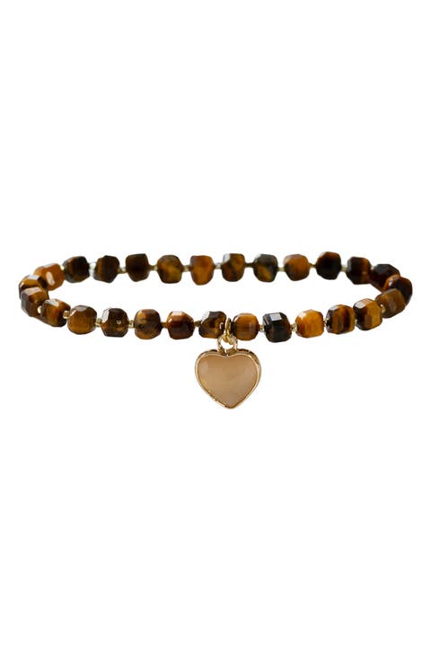 Beaded Heart Pendant Bracelet