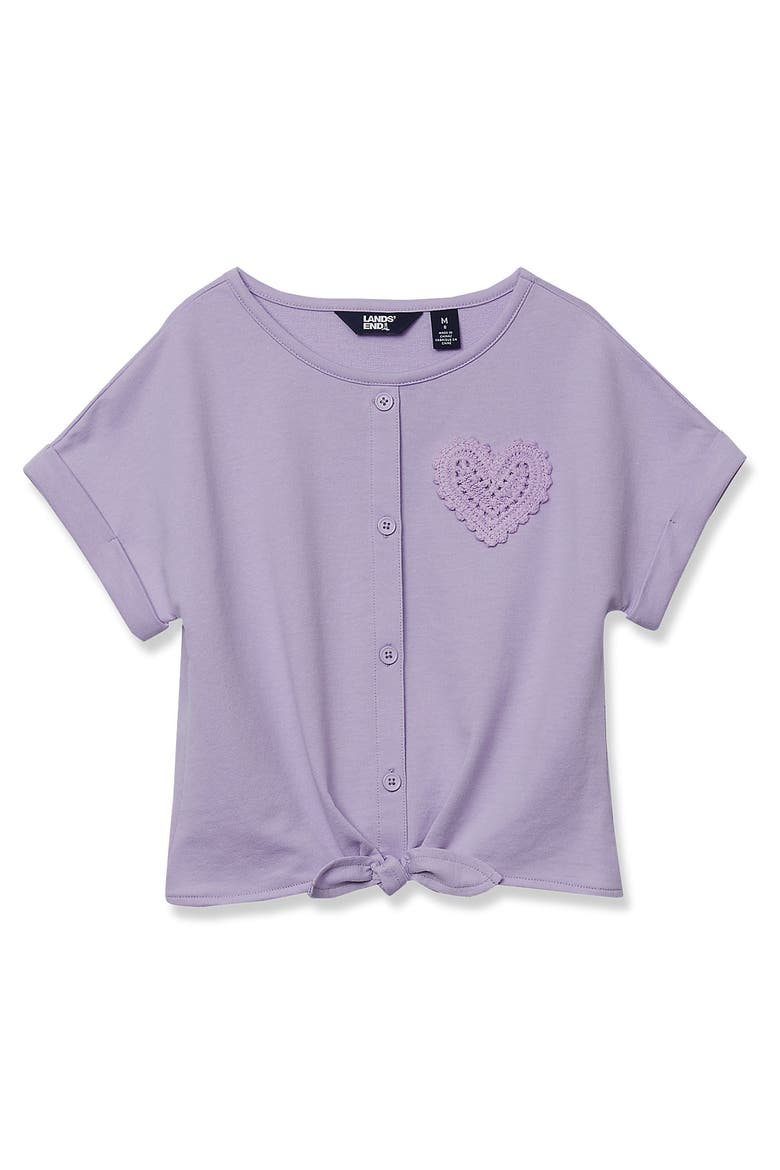 Girls Slouchy Button Front Terry Knit Top, Main, color, Pastel Lilac
