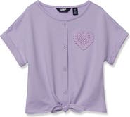 Lands' End Girls Slouchy Button Front Terry Knit Top