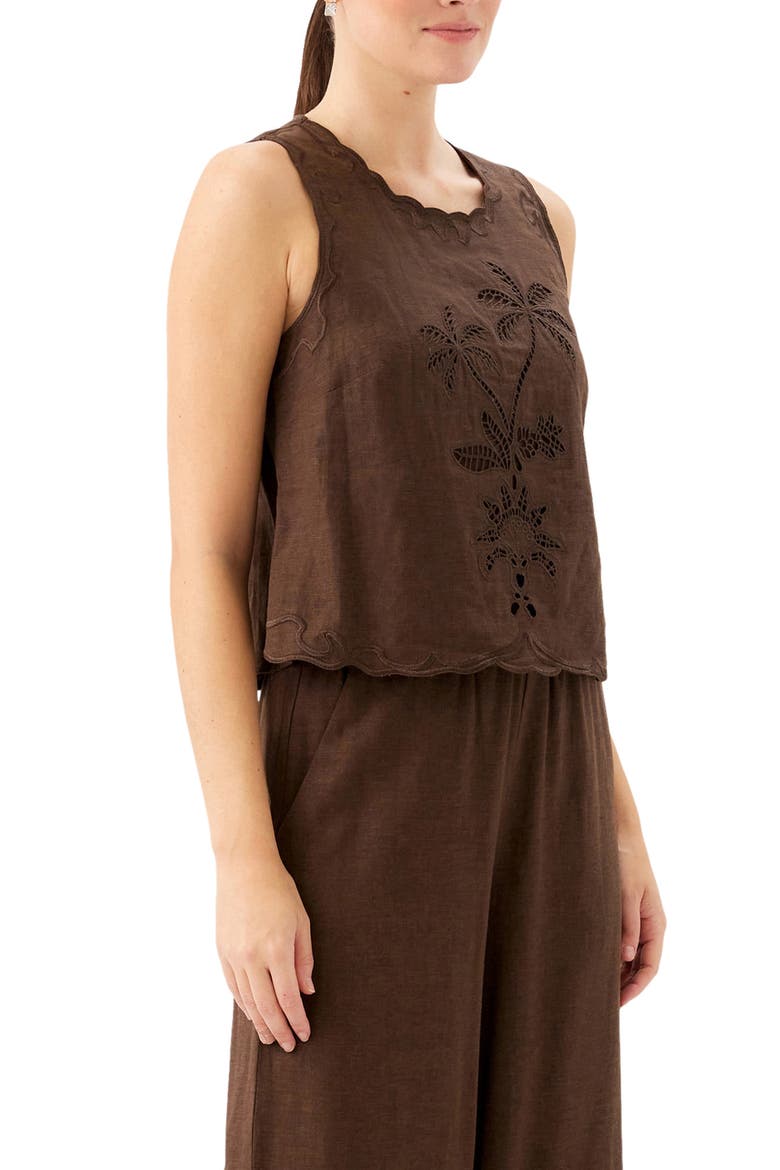 Elina Embroidered Sleeveless Top, Alternate, color, BROWN