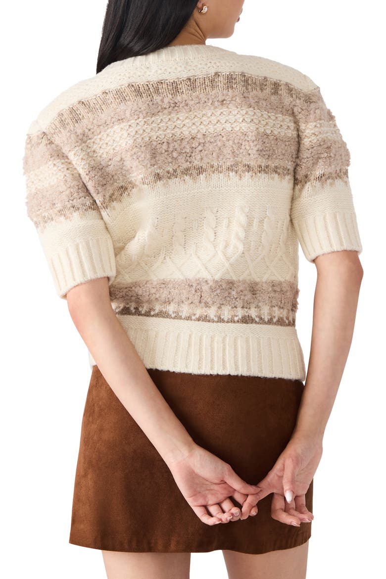 Janae Stripe Short Sleeve Cardigan, Alternate, color, IVORY MULTI