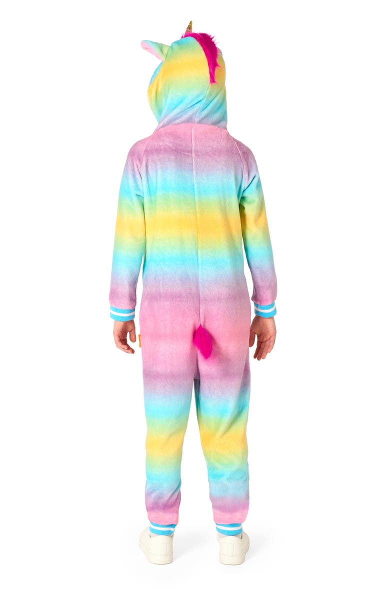 OppoSuits Kids' Unicorn One Piece Hooded Jumpsuit, Alternate, color, Pink Multi