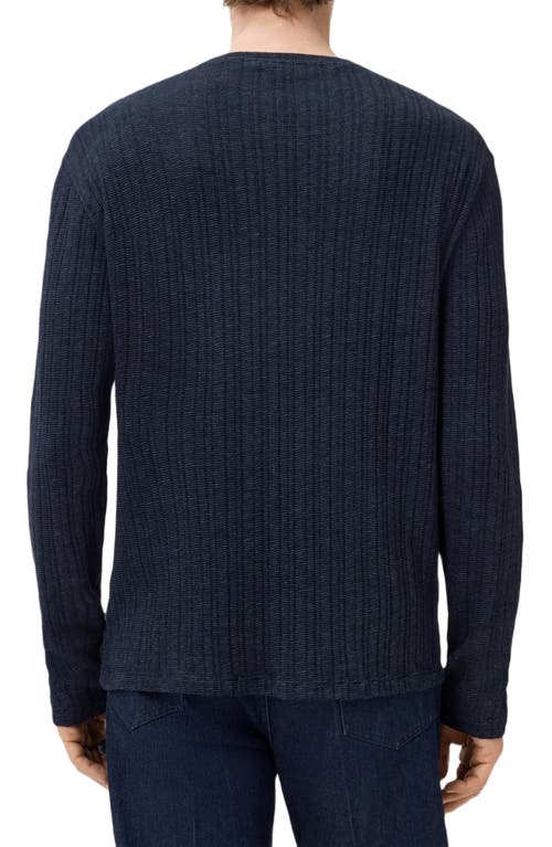John Varvatos Fern Feeder Stripe Rib Long Sleeve T-shirt In Blue