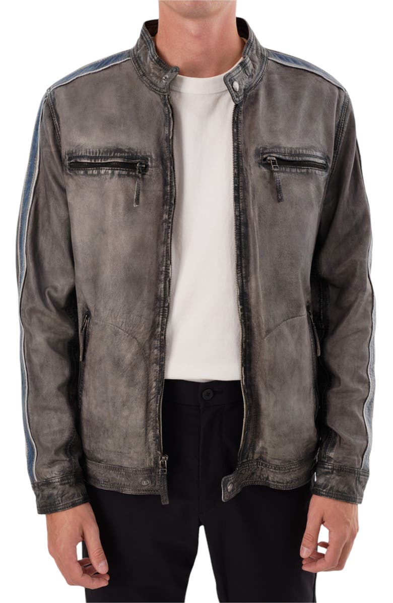 REGENCY Lambskin Leather Moto Jacket, Alternate, color, Grey