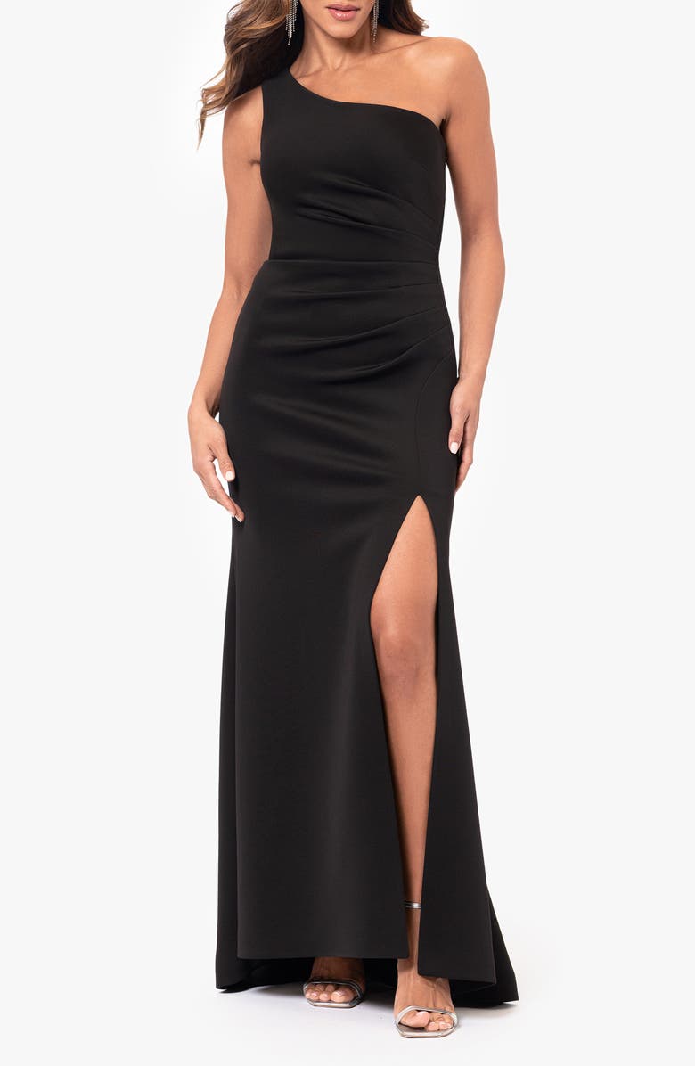 Xscape Evenings One-Shoulder Scuba Crepe Gown, Main, color, 