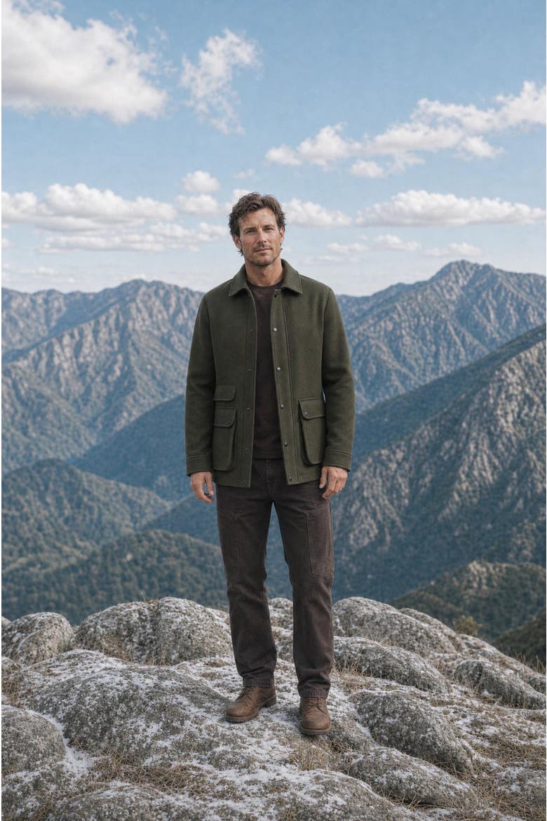 Flannel Lined Barn Coat, Alternate, color, Olive