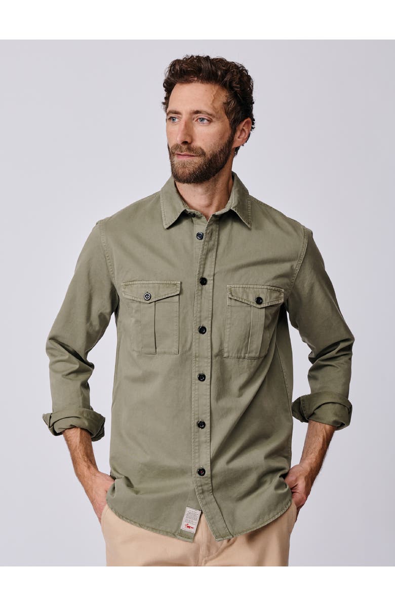 Aubin Cole Long Sleeve Twill Overshirt, Main, color, Pale Khaki
