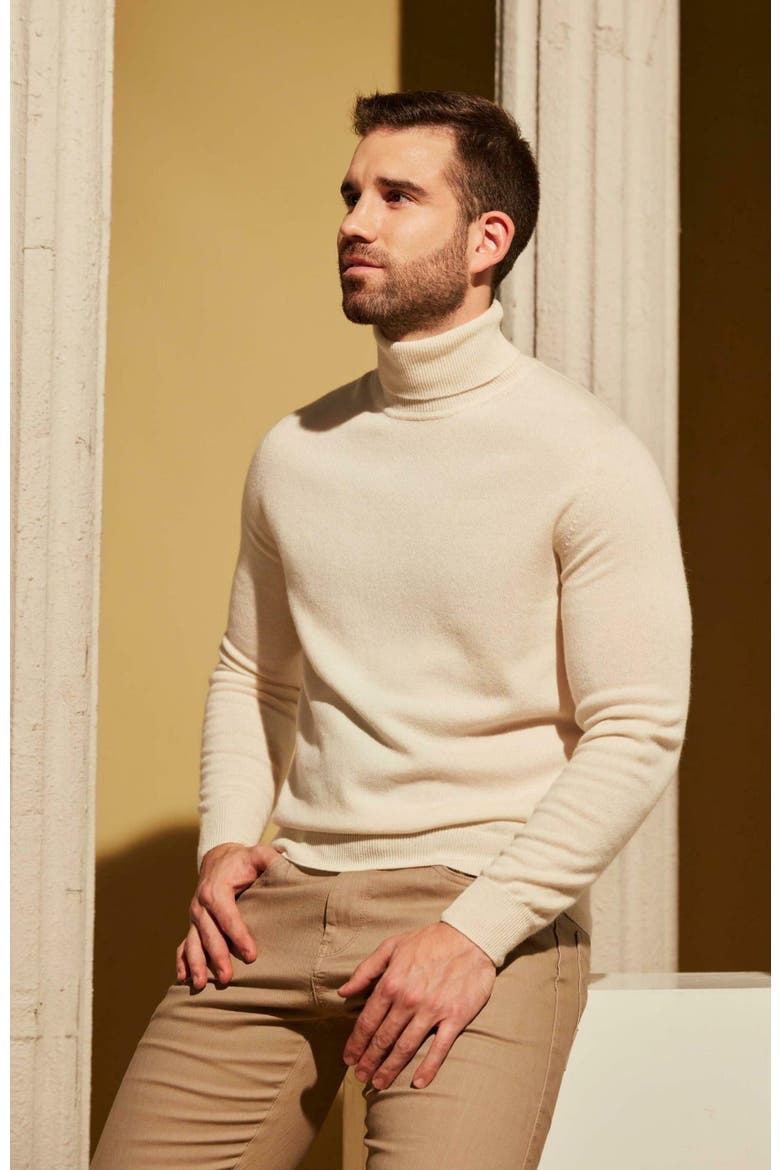 Essential Cashmere Turtle Neck Sweater, Alternate, color, marshmallow