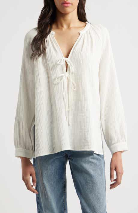 Rails Brielle Organic Cotton Gauze Tie Neck Top