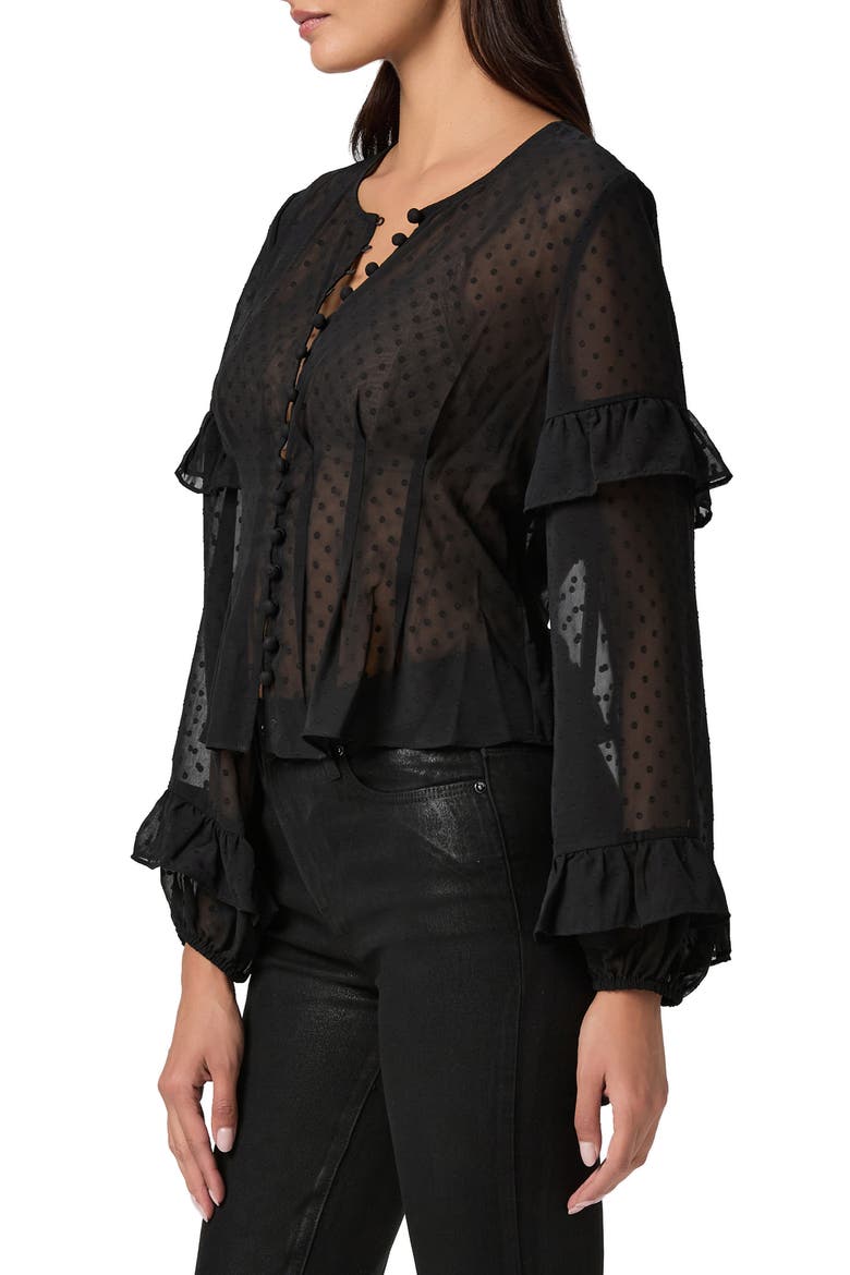 Isolde Sheer Swiss Dot Top, Alternate, color, BLACK