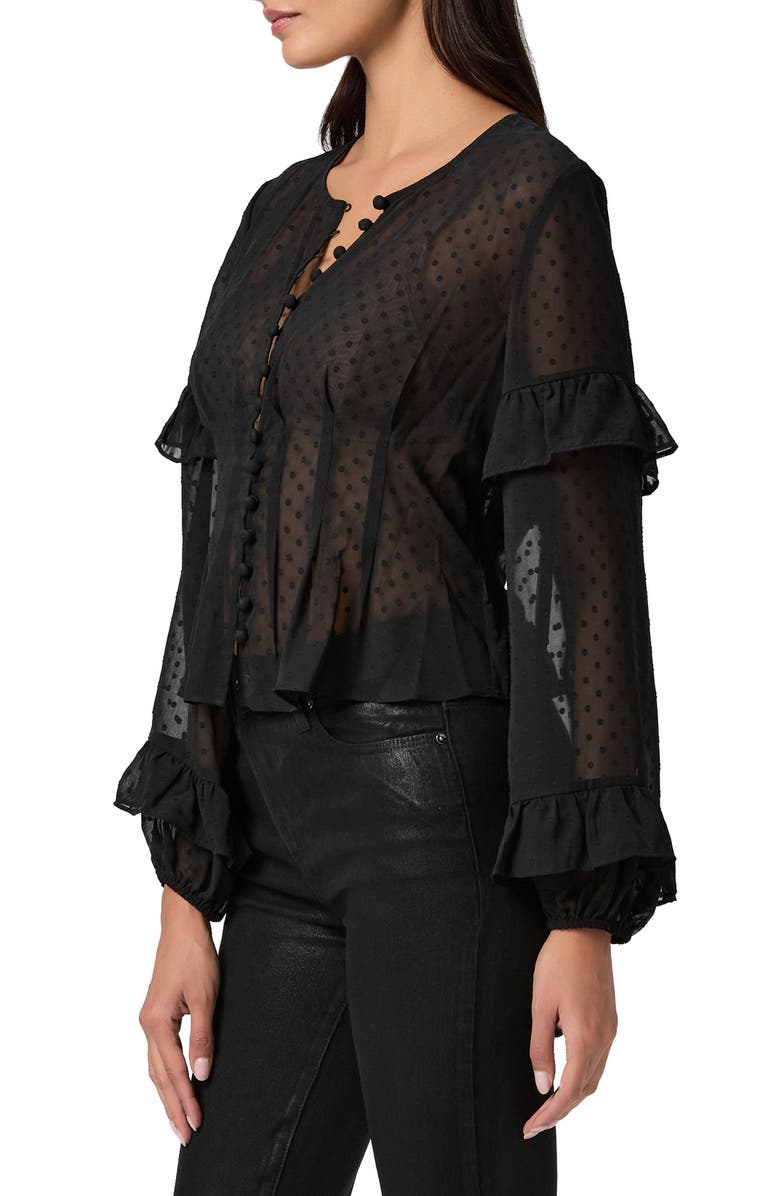 PAIGE Isolde Sheer Swiss Dot Top, Alternate, color, Black