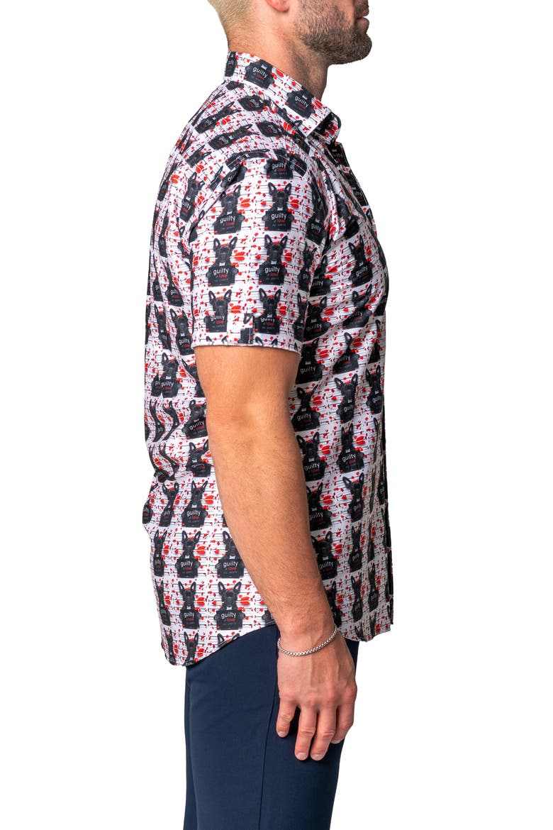Galileo Guilty Dog Regular Fit Short Sleeve Button-Up Shirt, Alternate, color, WHITE