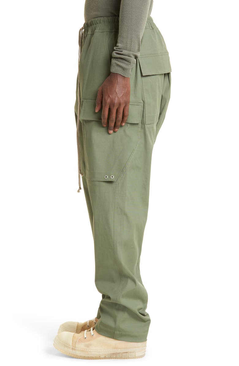 Rick Owens Drop Crotch Stretch Cotton Cargo Pants, Alternate, color,
