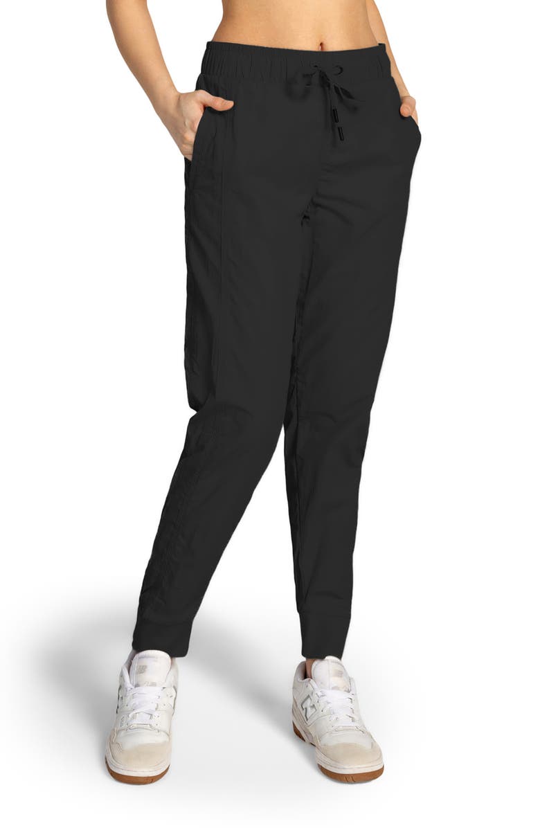 KYODAN Drawstring Waist Nylon Joggers, Alternate, color, Black