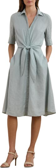 送関込☆LAUREN RALPH LAUREN TIE-FRONT LINEN SHIRTDRESS Lauren Ralph Lauren Womens Tie-Front Linen Shirtdress