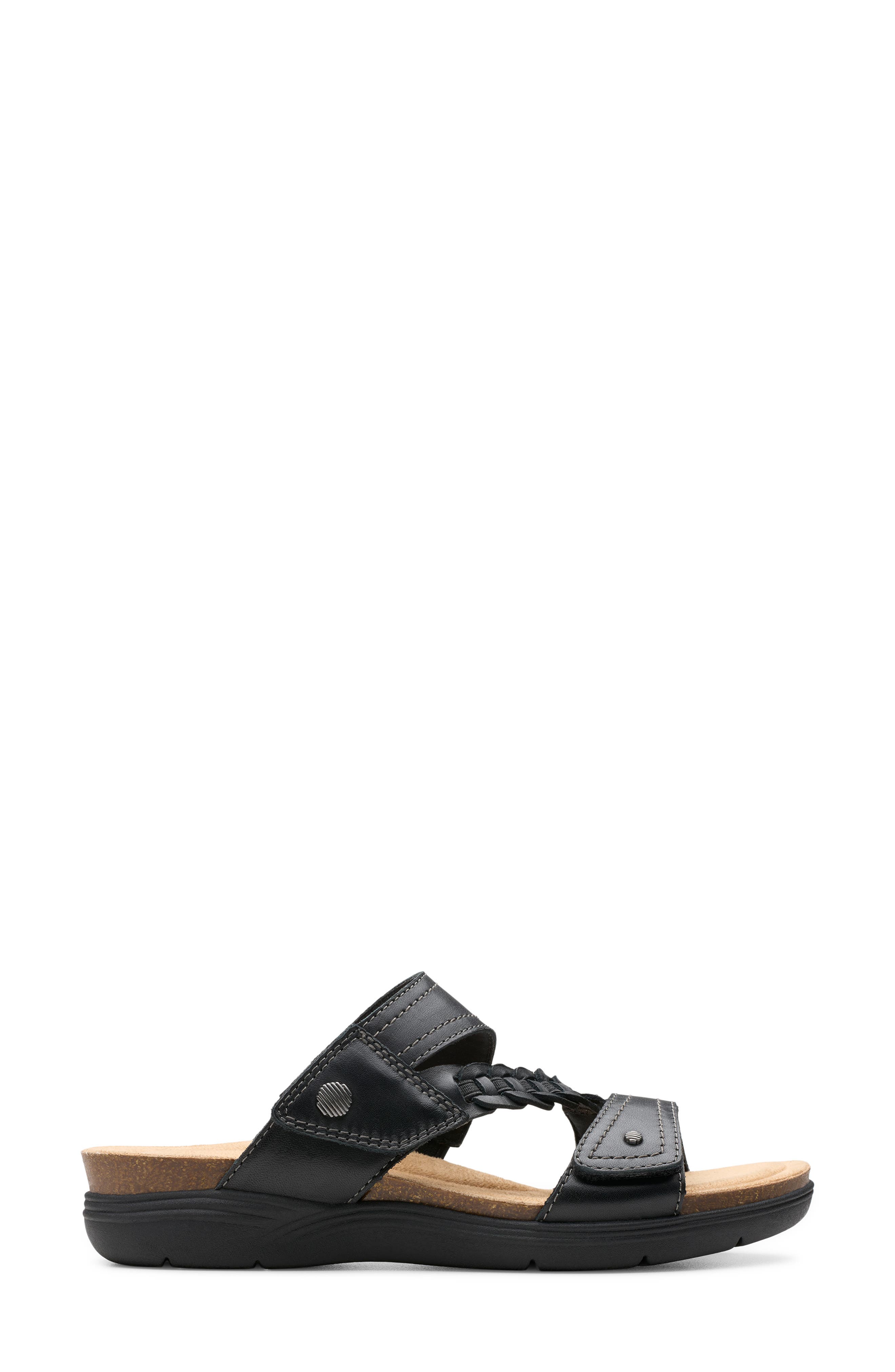 Clarks<sup>®</sup> April Raelyn Slide Sandal, Alternate, color, Black Leather