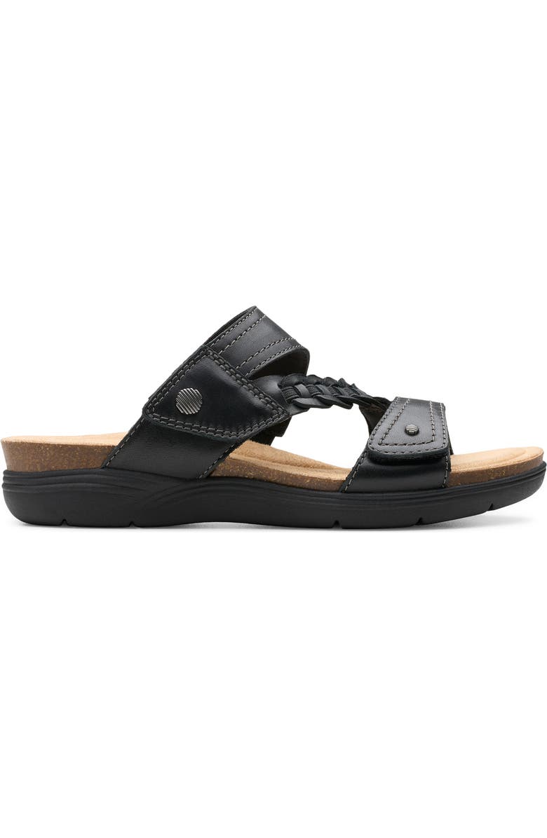 Clarks<sup>®</sup> April Raelyn Slide Sandal, Alternate, color, Black Leather