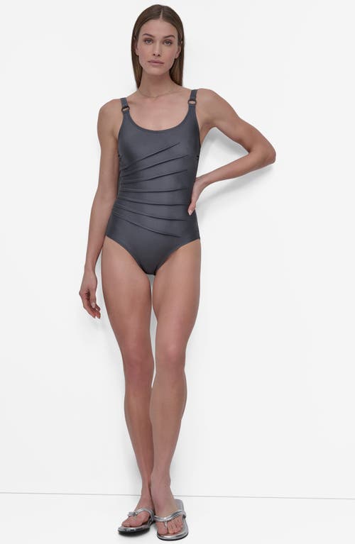 Shop Dkny Starburst One-piece Swimsuit In Titanium S
