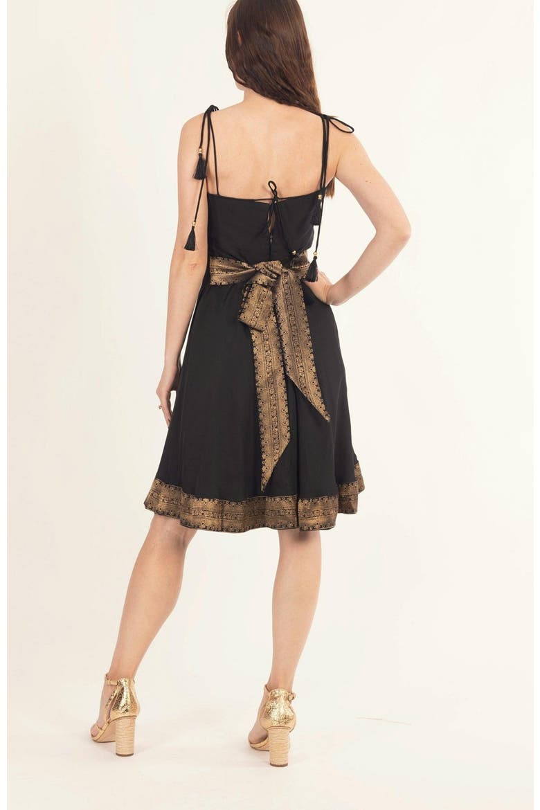 Zila Mini Dress with Bow Tie, Alternate, color, Black