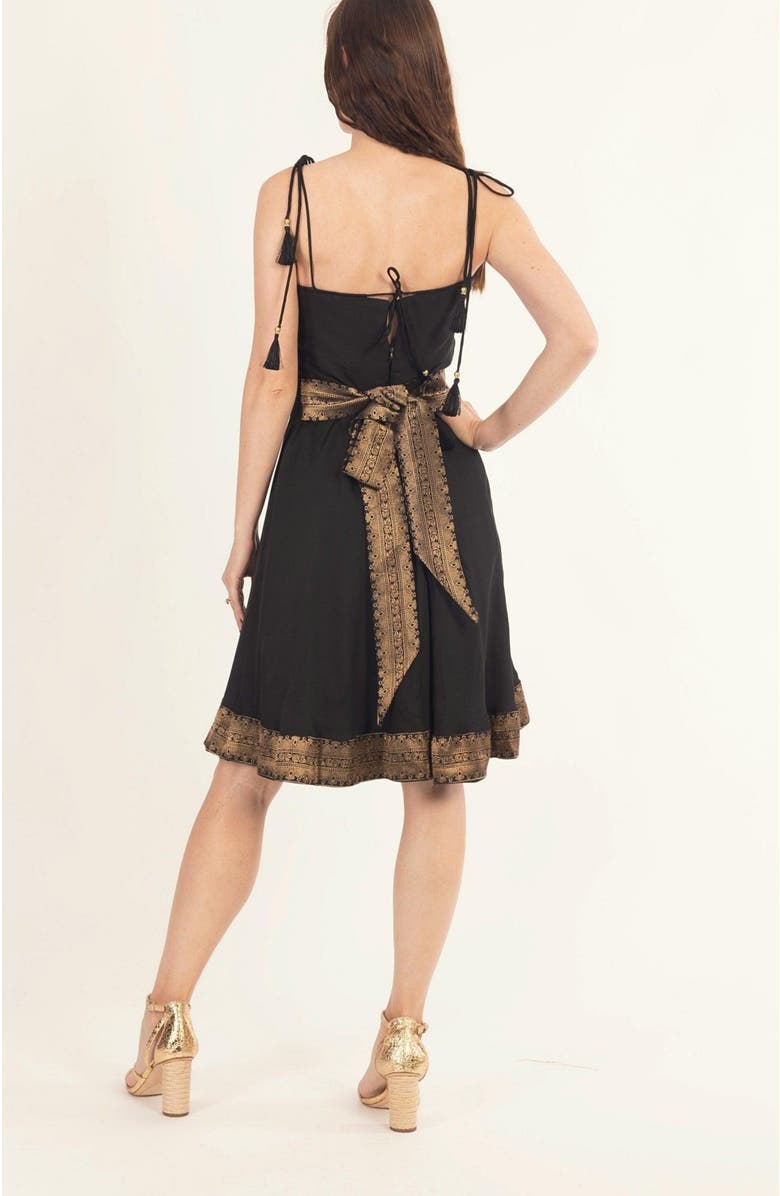 RAAS Zila Mini Dress with Bow Tie, Alternate, color, Black