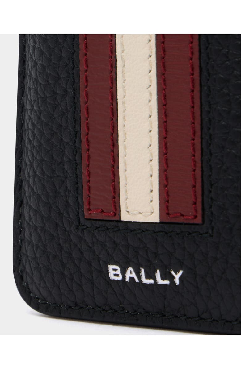 Bally Ribbon Card Holder in Grained Leather, Alternate, color, Black/Ballyred+Pall