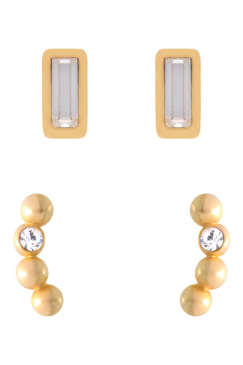 Mina Micro Set of 2 Stud Earrings, Main, color, GOLD TONE/ CLEAR CRYSTAL