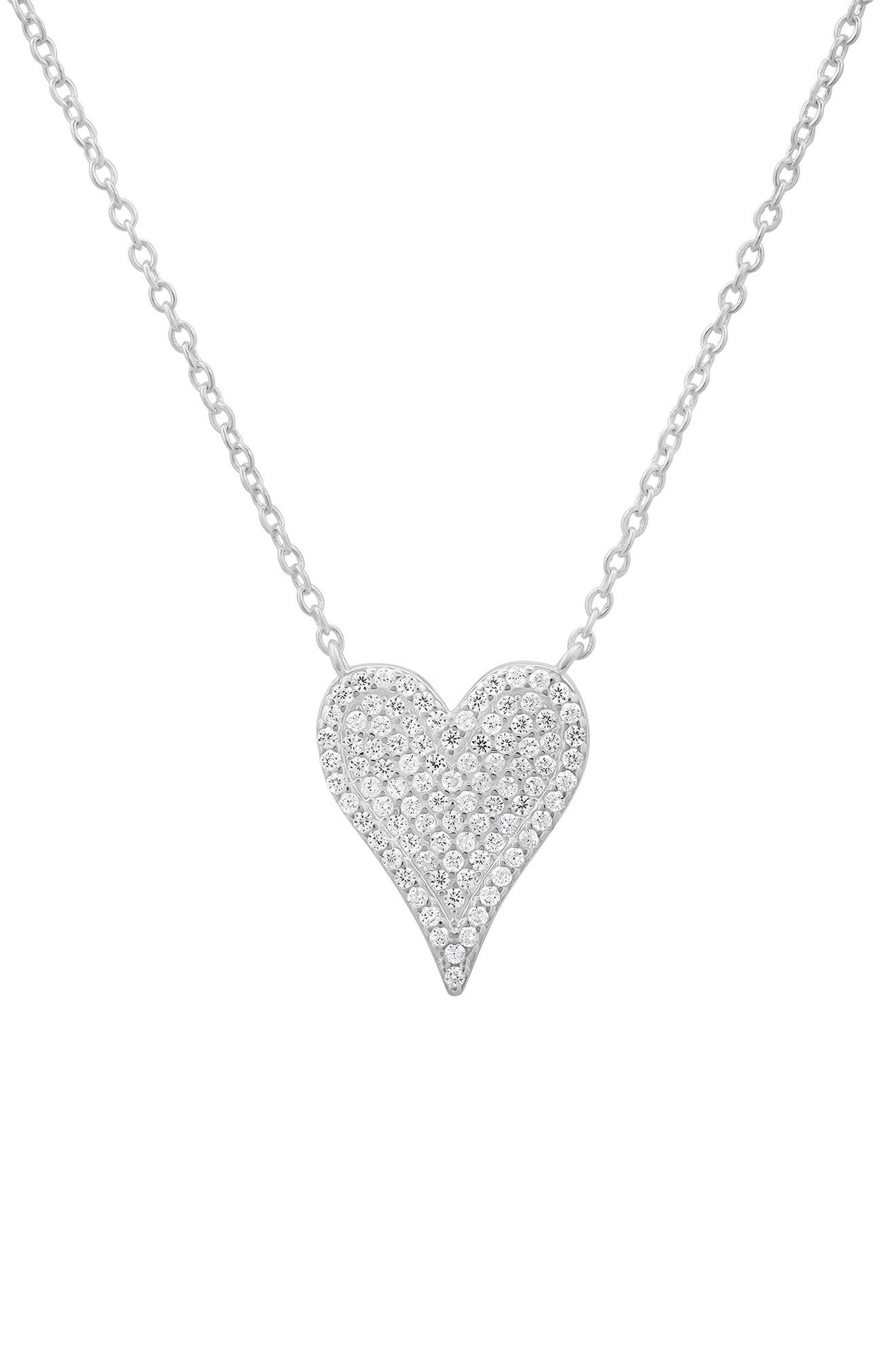 Queen Jewels Elongated Pavé Cubic Zirconia Heart Pendant Necklace