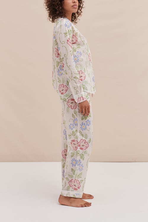 Desmond & Dempsey Long Pajama Set In Gray