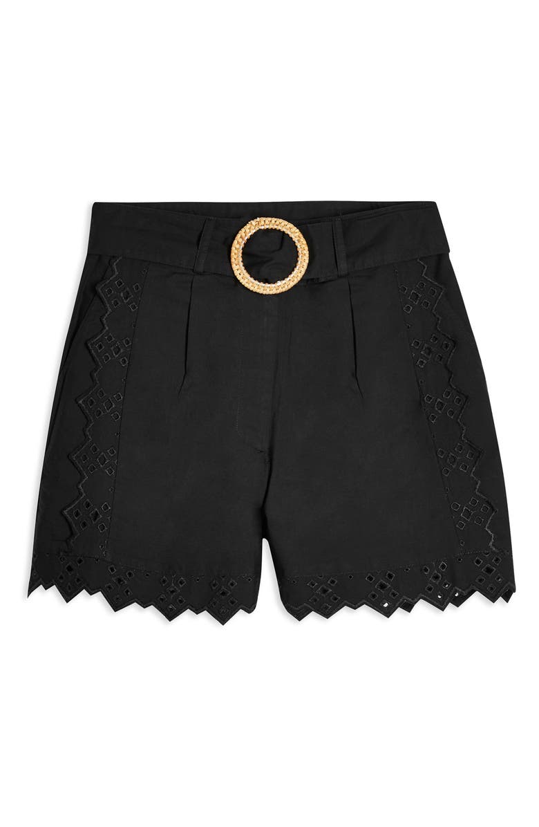 Topshop Broderie Belted Shorts, Alternate, color, 