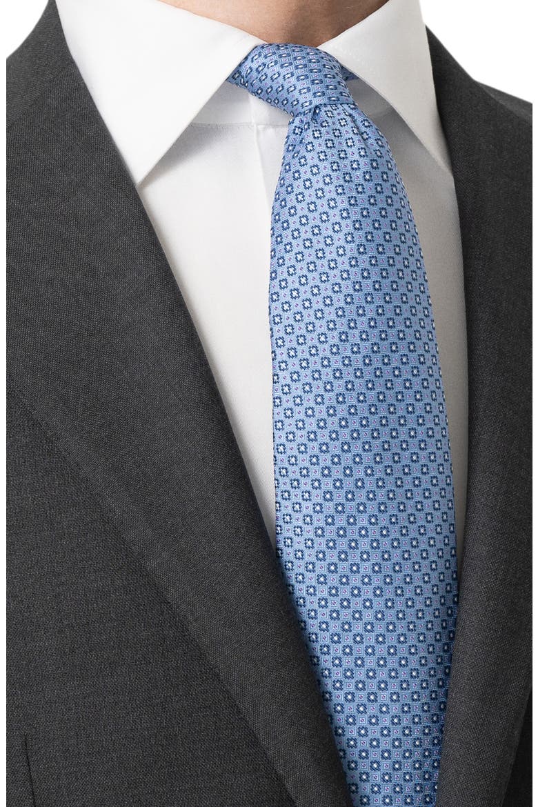 Micro Floral Silk Tie, Alternate, color, LIGHT BLUE