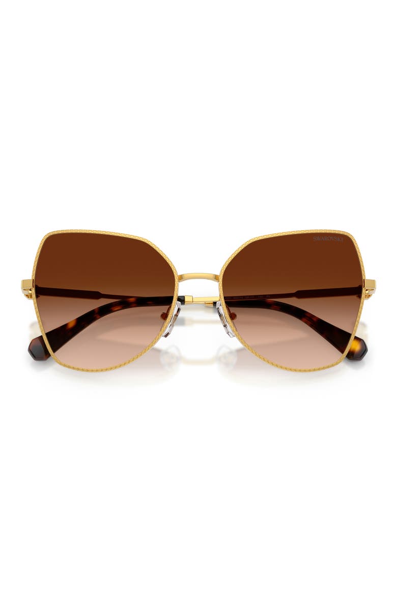 58mm Butterfly Sunglasses, Alternate, color, DARK GOLD / GRADIENT BROWN