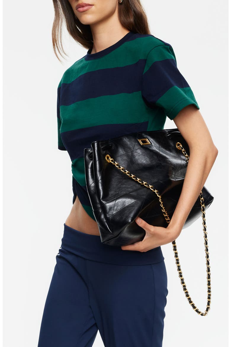 In Transit Stripe Ruched Cotton Crop T-Shirt, Alternate, color, FOREST STRIPE