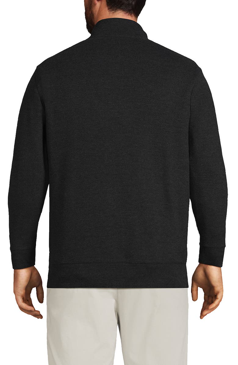 Lands' End Bedford Rib Quarter Zip Pullover Sweater, Alternate, color, Dark Charcoal Heather