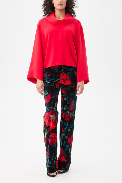 Trina Turk Staged Folded Neckline Top In Red