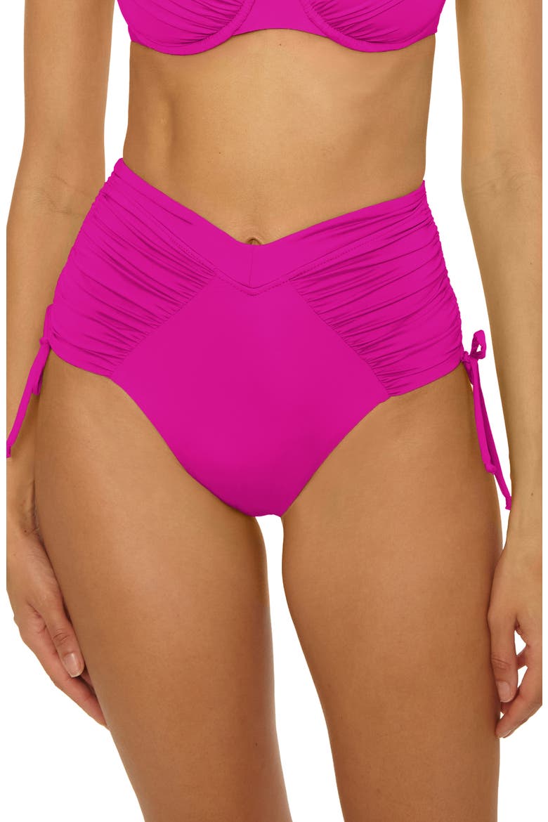Color Code High Waist Side Tie Bikini Bottoms, Main, color, HIBISCUS