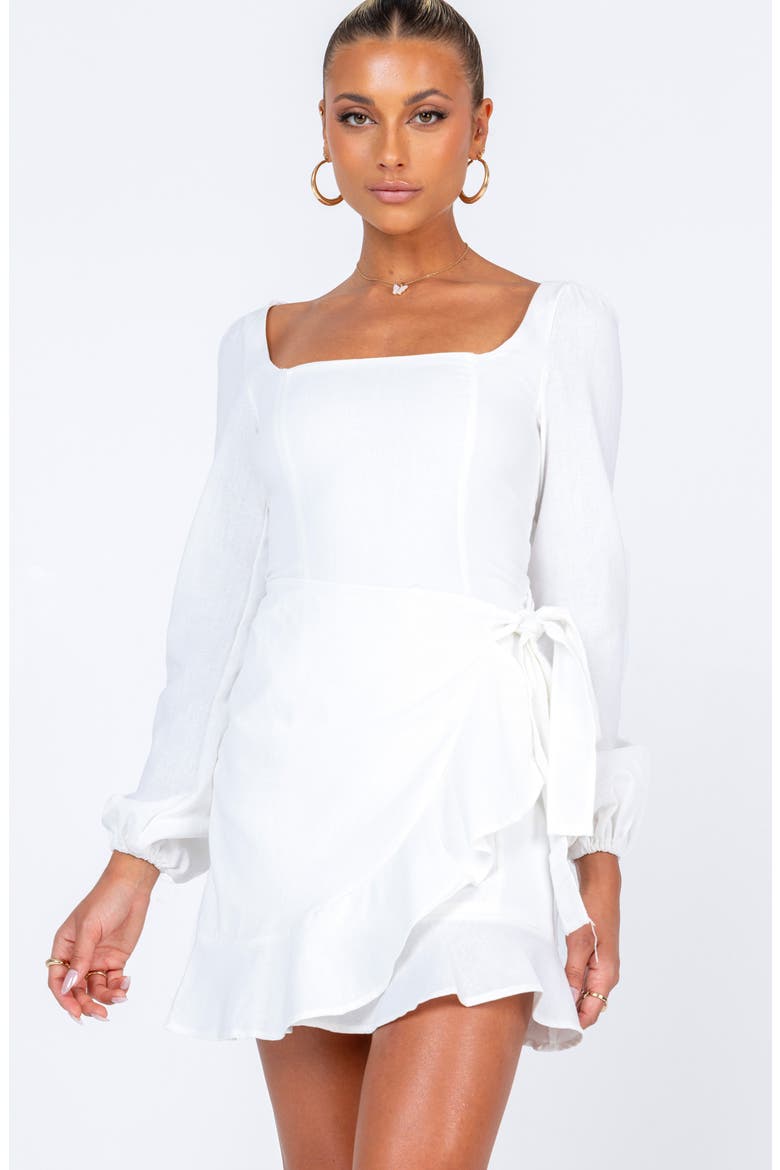 The Villa Long Sleeve Minidress, Alternate, color, WHITE