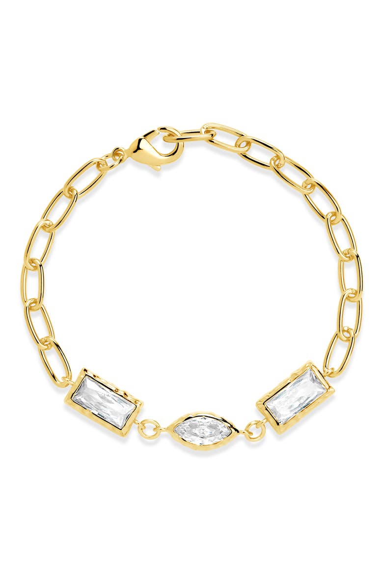 Tate Cubic Zirconia Chain Bracelet, Main, color, GOLD