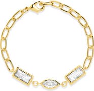 Sterling Forever Tate Cubic Zirconia Chain Bracelet