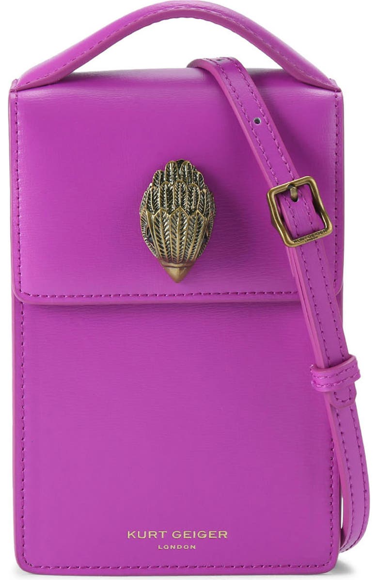 Kurt Geiger London Bond Leather Phone Crossbody Bag, Main, color,