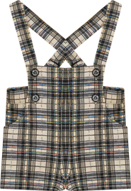 Charlotte & George Plaid Short Overall with Strap Closure