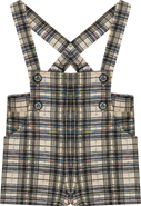 Charlotte & George Plaid Short Overall with Strap Closure