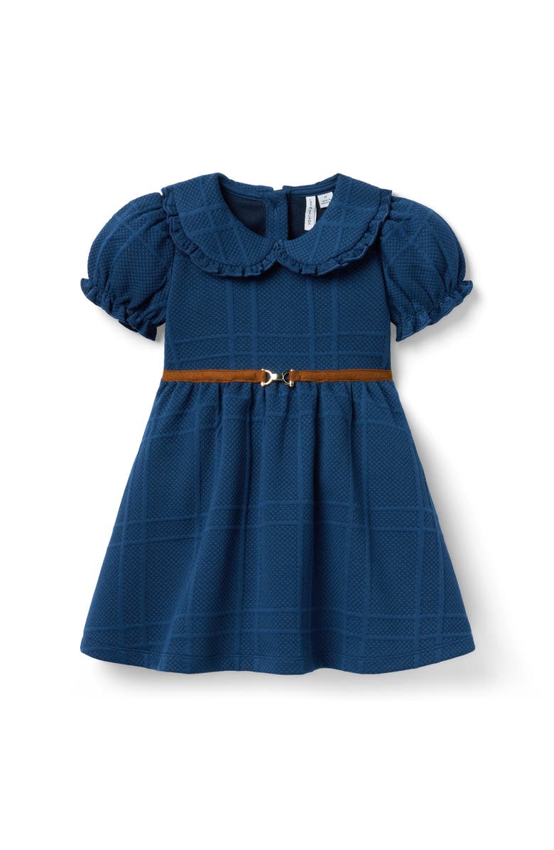 Janie and Jack The Quilted Collared Equestrian Dress, Main, color, Blue