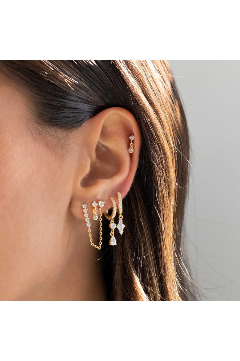 Tiny CZ Shaker Charm Stud Earring, Alternate, color, Gold